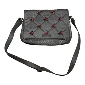 Vera Bradley Iconic Turnabout Floral Quilted Crossbody Bag Purse in Denim Gray